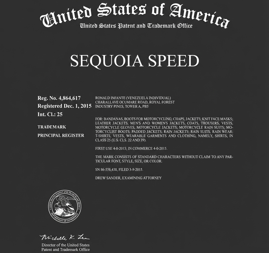 Marca Registrada Sequoia Speed en Estados Unidos — USPTO